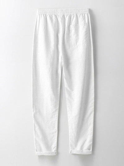 Gestreiftes Hemd aus Baumwollmischung mit Knopfleiste und Leinenhose mit geradem Bein