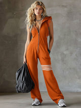 Brisa - Ärmelloser Kapuzen-Jumpsuit mit weicher Haptik in Orange