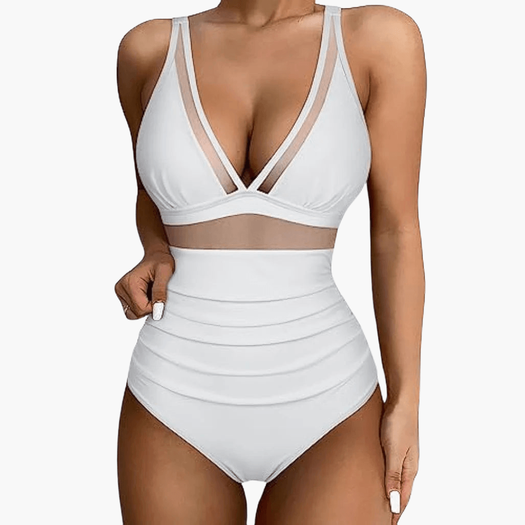 Badeanzug mit Mesh für Damen – sexy Einteiler High Waist