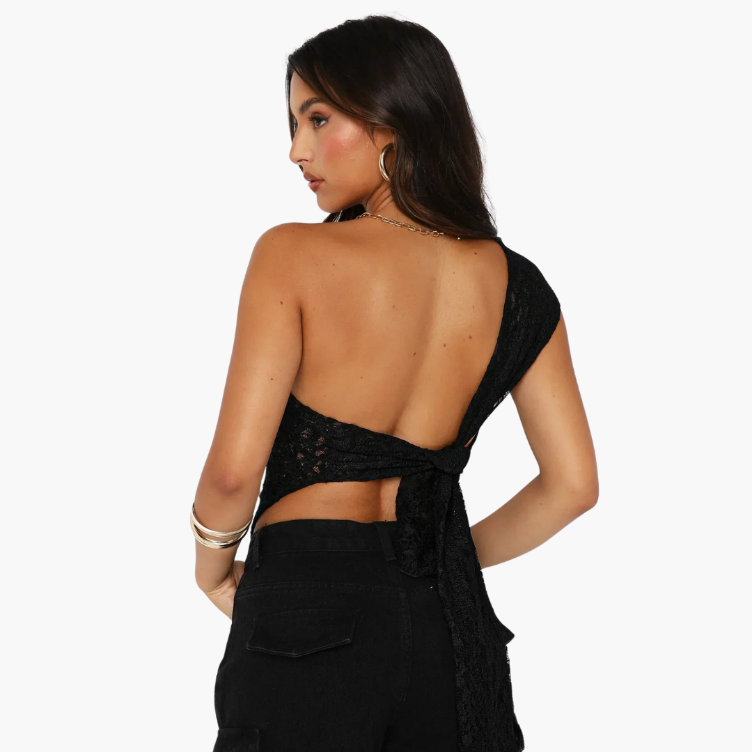 Spitzen One Shoulder Top für Damen – Asymmetrischer Trendlook
