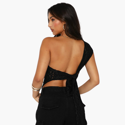 Spitzen One Shoulder Top für Damen – Asymmetrischer Trendlook