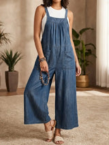 Solmira | Lässiger Denim-Jumpsuit mit Trägern in Dunkelblau