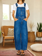 Nora | Denim Latzhose Jumpsuit mit Taschen in Blau