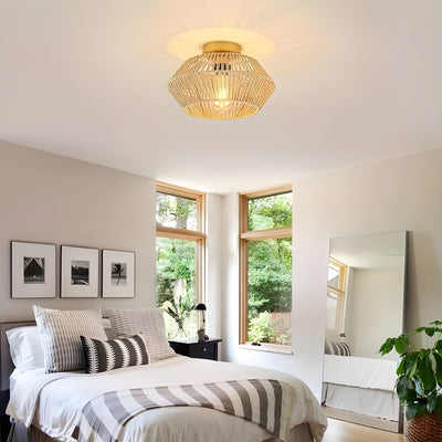 HavenWeave Light - Vintage LED Rattan Geflochtene Deckenleuchte
