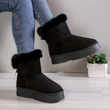 Nelia | Stilvoll Thermal gefüttert Plüsch Bowknot Stiefel in Schwarz