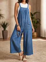 Solmira | Lässiger Denim-Jumpsuit mit Trägern in Blau