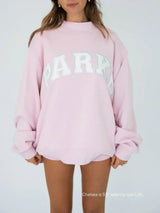 Damen Varsity Sweatshirt in Hellrosa mit Weißen Buchstaben