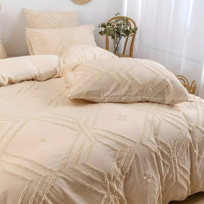 ZippWeave Bettwäsche-Set – Geometrisches Boho Tufted Duvet Bezug Set