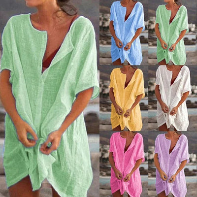 HEDDA - LEINENHEMD MIT KURZEN ÄRMELN