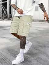 Herren Kordelzug mit Taschen Kurze Hosen in Khaki