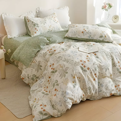 SpringBreeze Bettdecken-Set - 3-teiliger Floral-Bettdeckenbezug