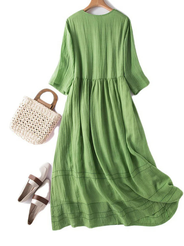 Kandrea Stylisches Damenkleid aus Baumwolle und Leinen