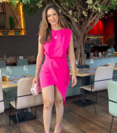 Fashion Sleeveless Sheath Asymmetric Commuter Dress