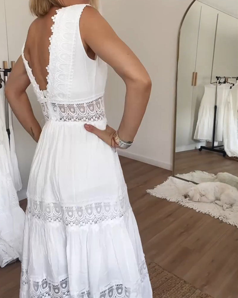ALYSSA | Ärmelloses Midikleid mit Spitze