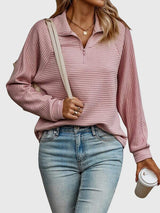Christa | Damen Lässiger Langarm-Pullover mit Reißverschluss in Rosa