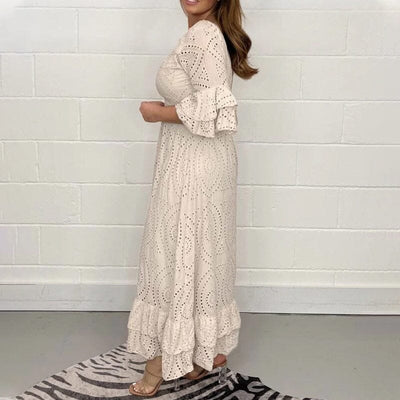 Tea - Midikleid mit Stickerei Anglaise