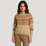 Britta | Damen Frühlingsgemusterter Rollkragen-Strickpullover in Beige