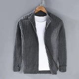 Frank™ - Massimo Merino-Cardigan mit Reißverschluss in Dunkelgrau