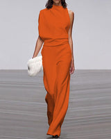 Isabel - Eleganter Jumpsuit mit Stehkragen in Orange