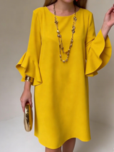 Hilaria - Minikleid mit Rüschenärmeln in Gelb
