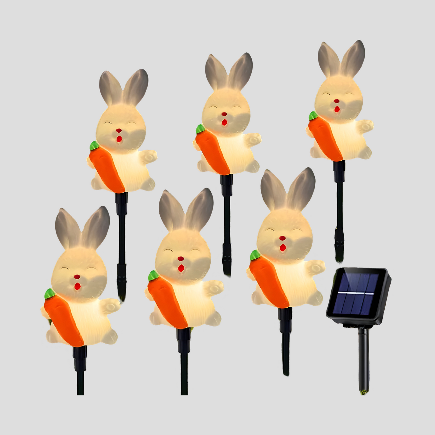 HoppyShine Light – 6er-Set Solarbetriebene Osterhasen-Lichter