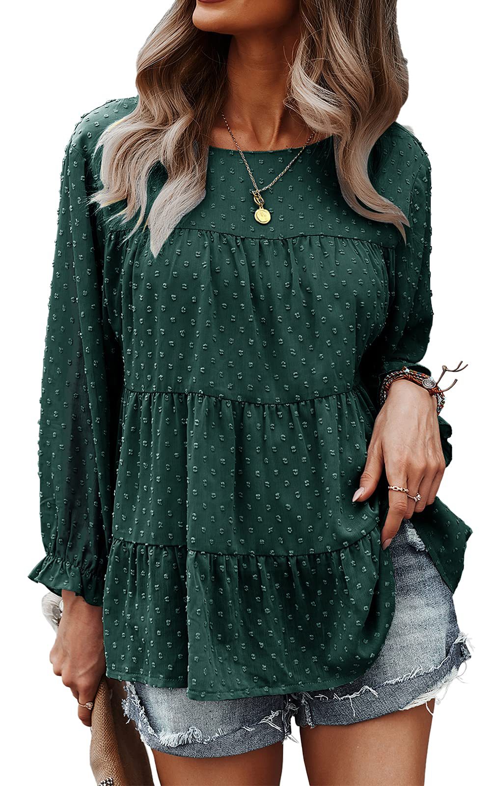 Winifreda - Damen Bluse Boho Stickerei