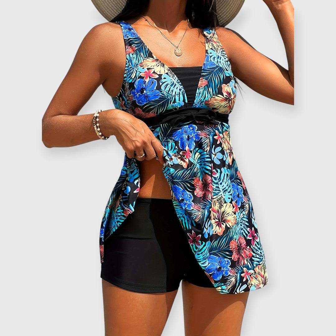 Meraya | Bauchkaschierender Blumen Tankini