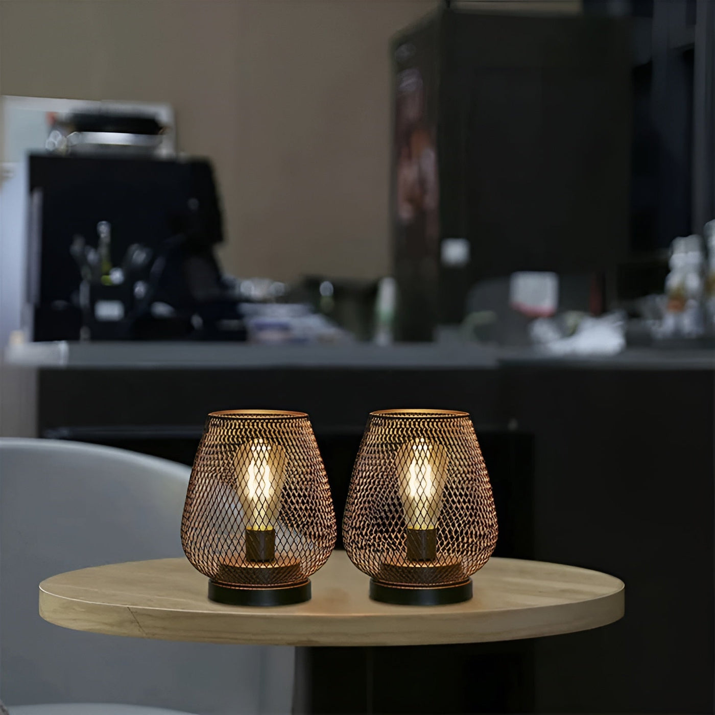 CageLuxe Lamp - Drahtlose Metallkäfig LED Tischlampe