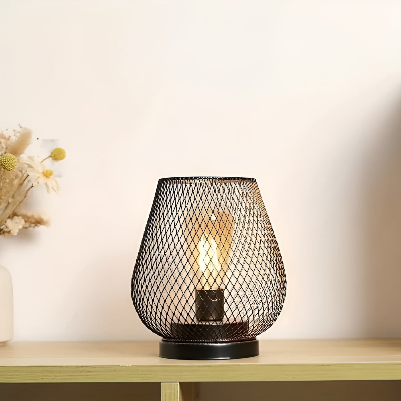 CageLuxe Lamp - Drahtlose Metallkäfig LED Tischlampe