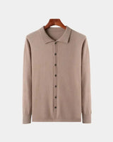 Adam | Herren Polo-Strickjacke – Gestrickte Polo Cardigan Herren in Camel