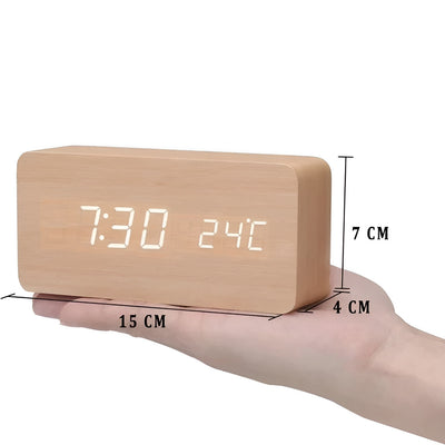 TimberTone Clock - Elegante LED-Holzuhr mit Weckfunktion