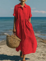 Florinelle - Maxi-Hemdblusenkleid in Rot