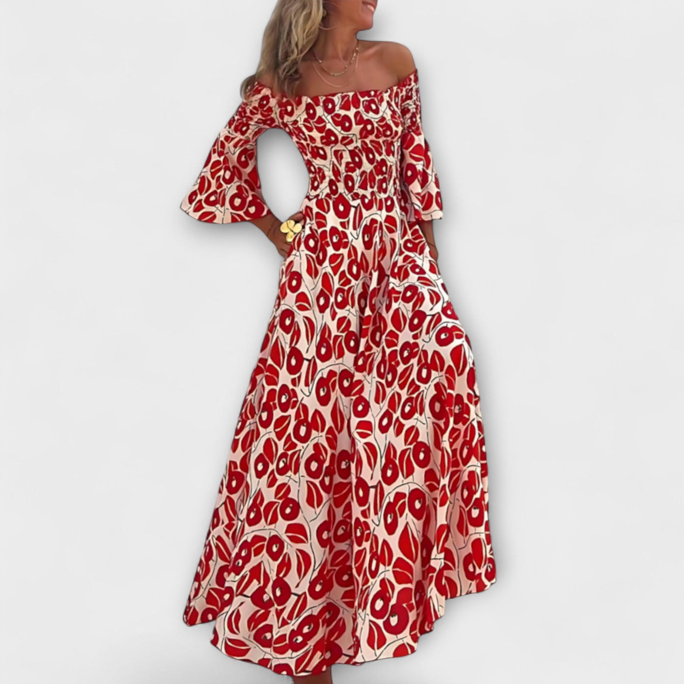 Bellira – Off-Shoulder Kleid mit floraler Leichtigkeit