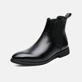 Herren Lederstiefelette mit seitlichem Gummizug - Heberto in Schwarz