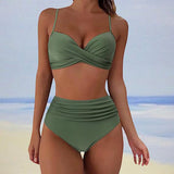Erica - Stilvoll hohe taille bikini in Armeegrün