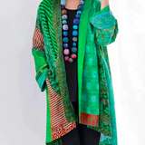 Hanna | Damen Locker geschnittene Boho-Strickjacke in Duster-Länge in Grün