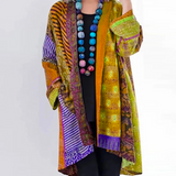Hanna | Damen Locker geschnittene Boho-Strickjacke in Duster-Länge in Gelb