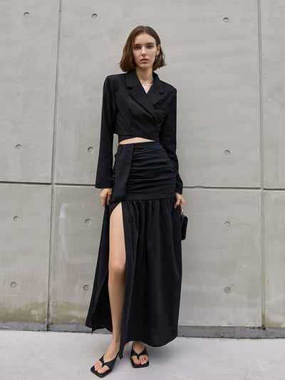 Emilia | Elegantes Zweiteiler-Set mit Cropped Blazer & Maxi-Rock