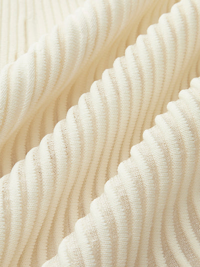 Rippstrick Crop Top mit Rüschen – Beige – Sommer Damen Oberteil