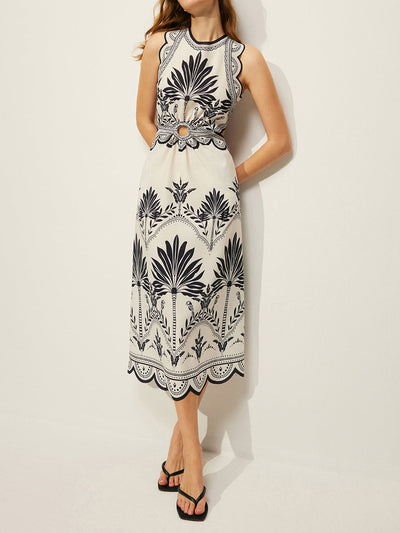 Boho Maxikleid mit Blumenmuster und Cut-Outs – Ärmelloses Sommerkleid