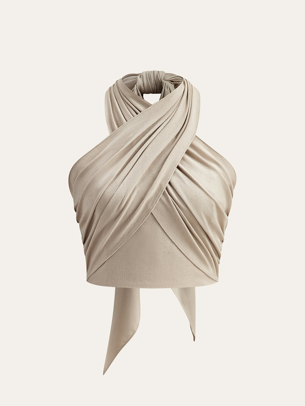 Damen Sommer Halter Top aus Leinen-Baumwoll-Mix mit Crisscross-Design