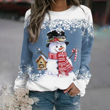 Elfriede | Damen-Weihnachtspullover mit Schneemann-Motiv in Blau