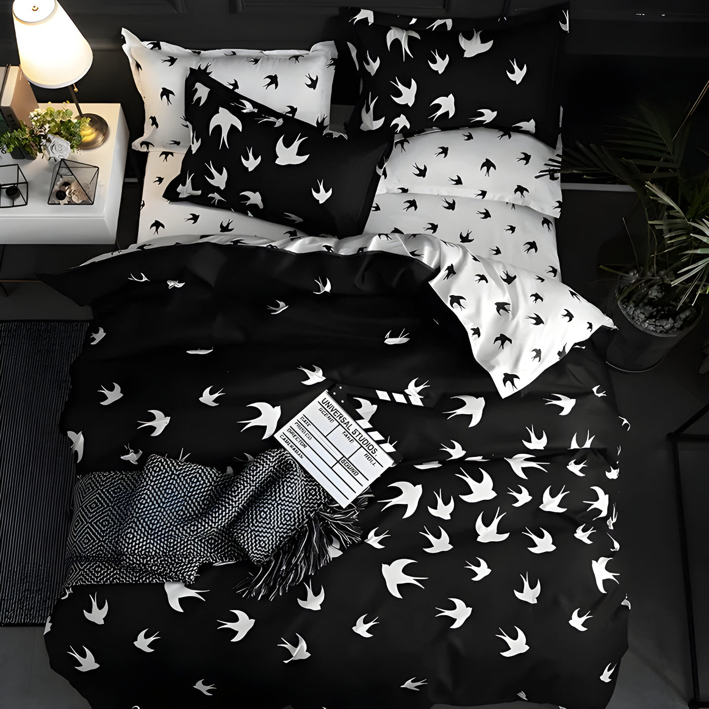 BlackBliss - Modernes Schwarzes Bettbezugs-Set