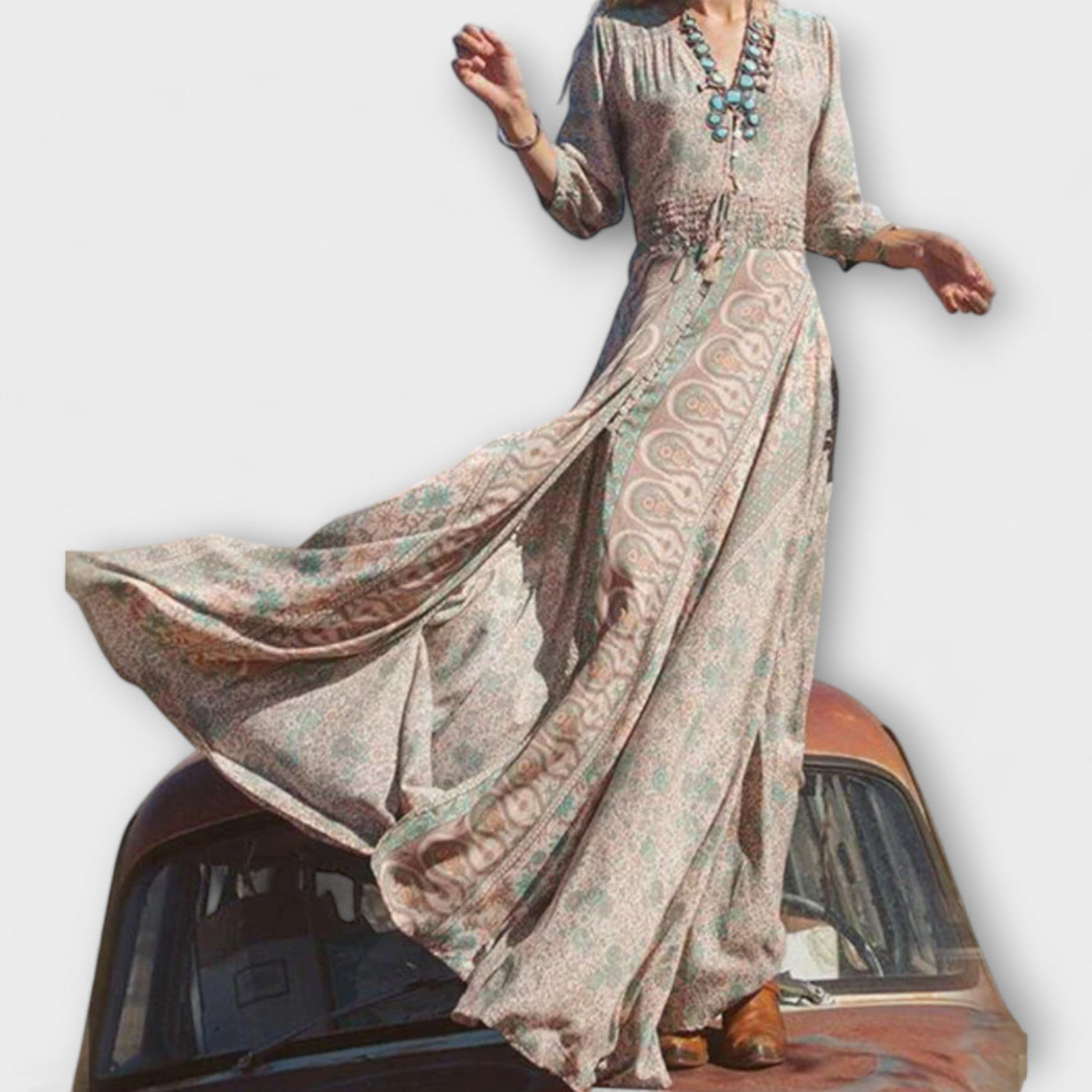 Lässiges böhmisches Maxikleid