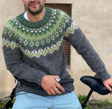 Silas - Vintage Strick-Jacquard-Pullover mit Rundhalsausschnitt in Grau