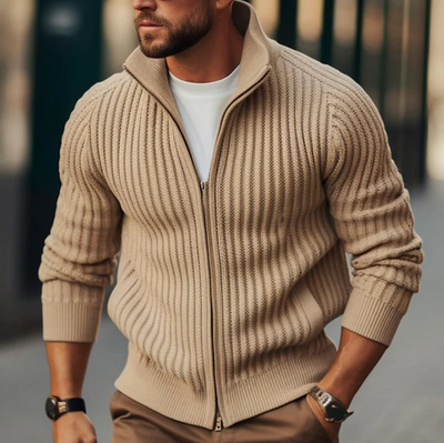 Helge - Herren Wollpullover Reißverschluss