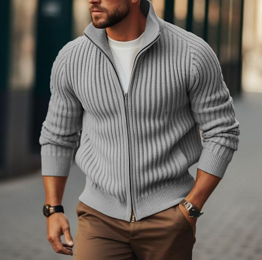 Helge - Herren Wollpullover Reißverschluss
