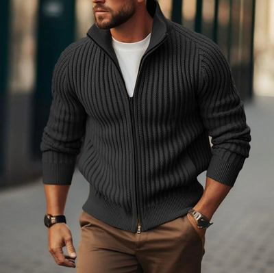 Helge - Herren Wollpullover Reißverschluss