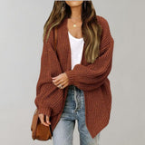 Elsa | Damen Freizeit-Strickjacke mit offener Vorderseite in Kaffee
