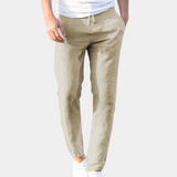 Herren Gerades Bein mit Seitentaschen Leinenhose in Khaki